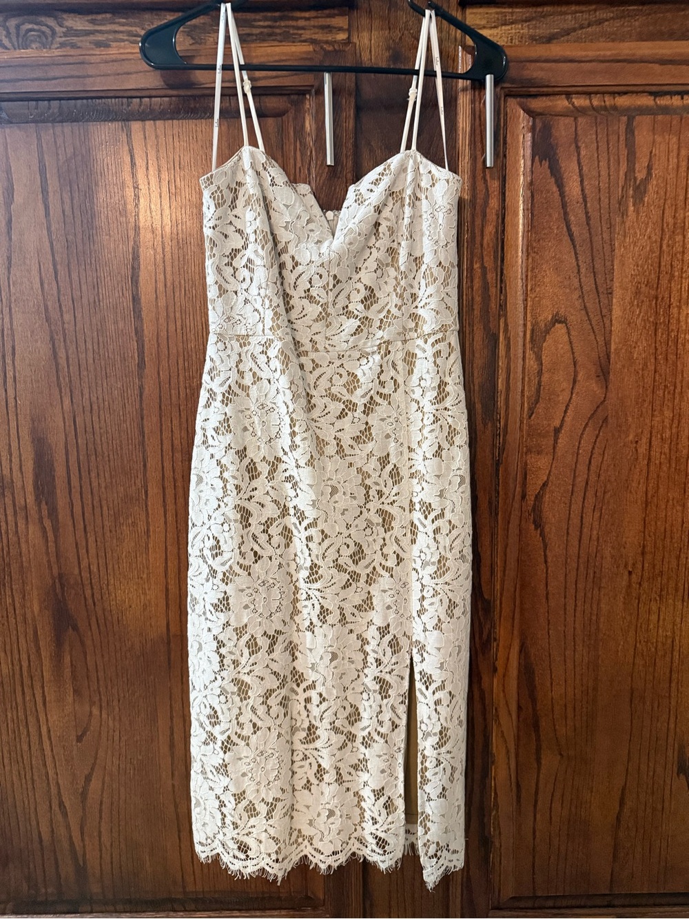 Lulu’s Elegant Cream Lace Slip Dress with Spaghetti Straps